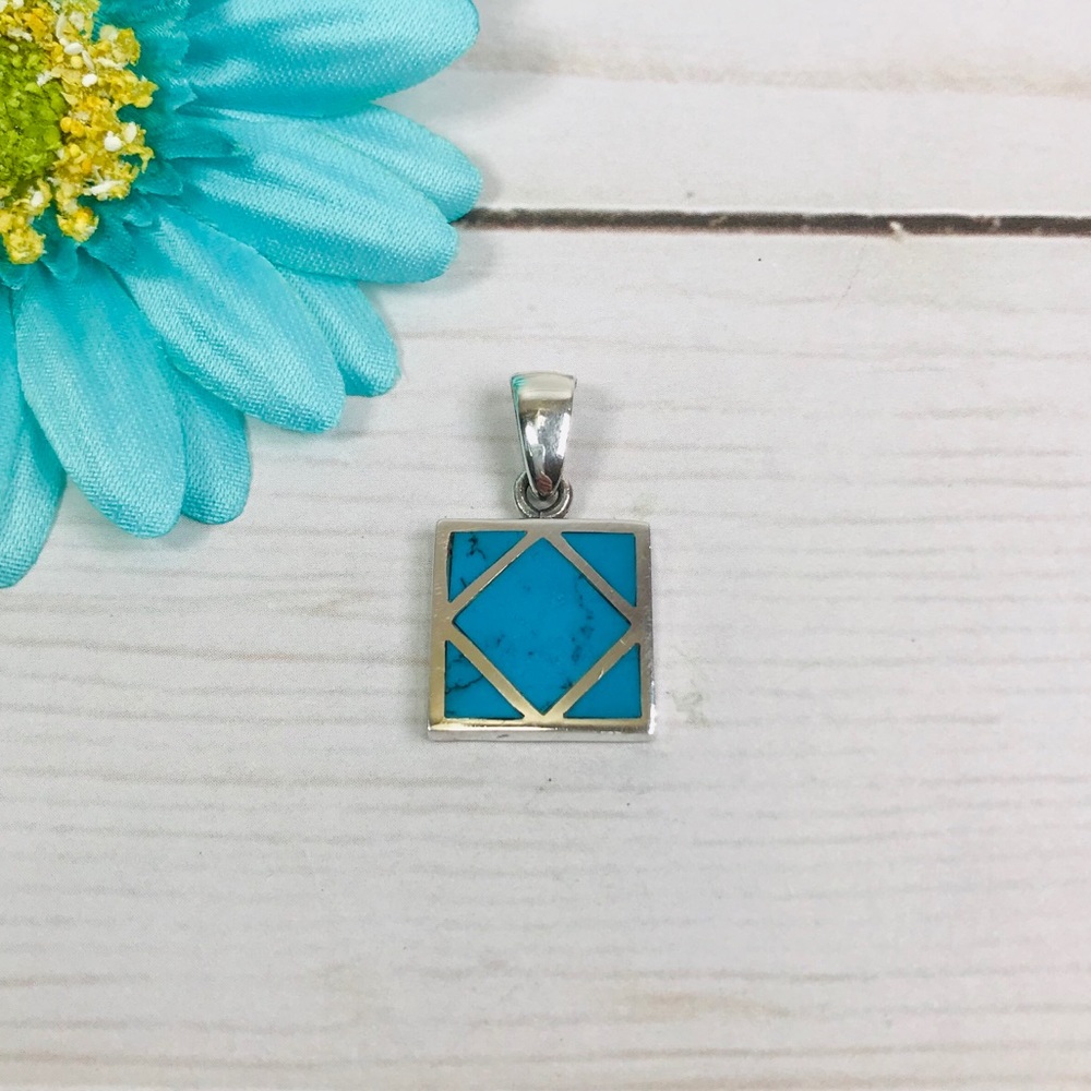 Sterling Silver Faux Turquoise Pendant
